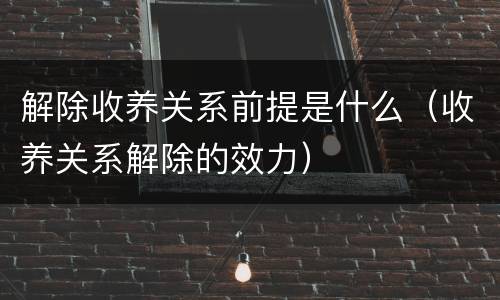 解除收养关系前提是什么（收养关系解除的效力）