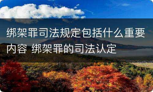 绑架罪司法规定包括什么重要内容 绑架罪的司法认定