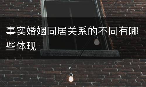 事实婚姻同居关系的不同有哪些体现