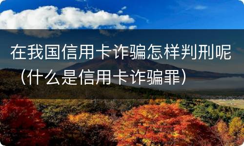 在我国信用卡诈骗怎样判刑呢（什么是信用卡诈骗罪）