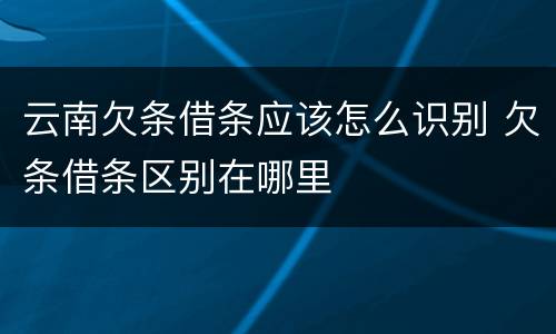 云南欠条借条应该怎么识别 欠条借条区别在哪里