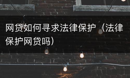 网贷如何寻求法律保护（法律保护网贷吗）