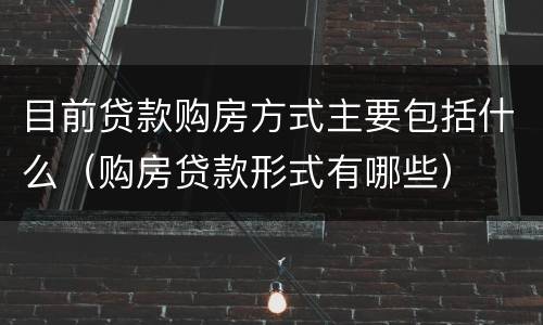 目前贷款购房方式主要包括什么（购房贷款形式有哪些）