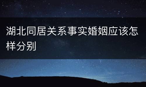 湖北同居关系事实婚姻应该怎样分别