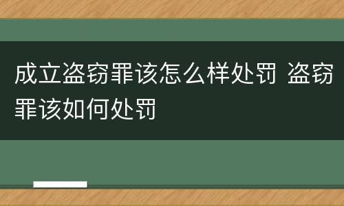 成立盗窃罪该怎么样处罚 盗窃罪该如何处罚