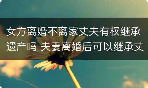 女方离婚不离家丈夫有权继承遗产吗 夫妻离婚后可以继承丈夫遗产吗