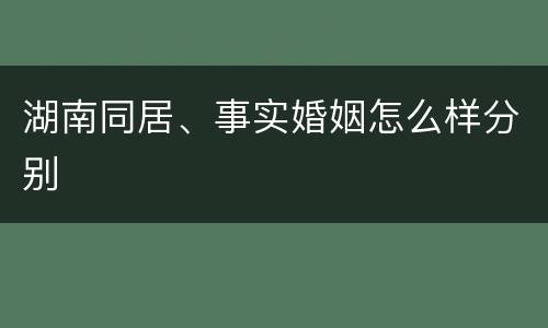 湖南同居、事实婚姻怎么样分别