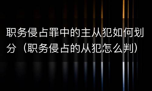 职务侵占罪中的主从犯如何划分（职务侵占的从犯怎么判）
