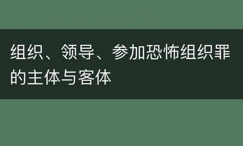 组织、领导、参加恐怖组织罪的主体与客体