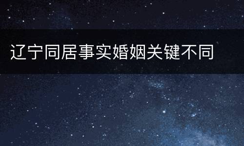 辽宁同居事实婚姻关键不同