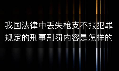 我国法律中丢失枪支不报犯罪规定的刑事刑罚内容是怎样的