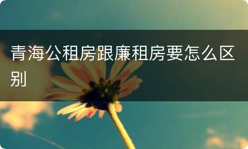 青海公租房跟廉租房要怎么区别