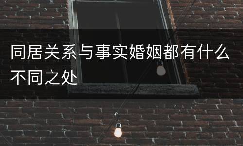 同居关系与事实婚姻都有什么不同之处