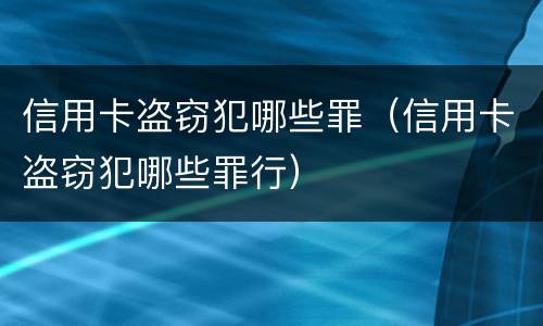 信用卡盗窃犯哪些罪（信用卡盗窃犯哪些罪行）