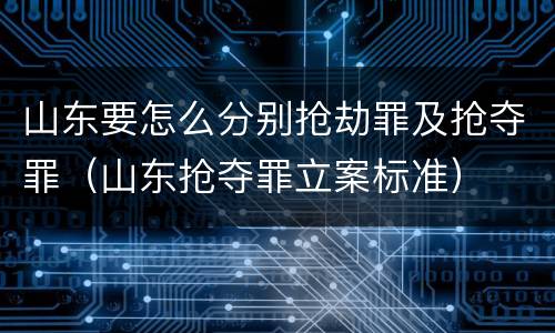 山东要怎么分别抢劫罪及抢夺罪（山东抢夺罪立案标准）