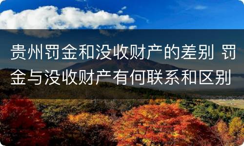 贵州罚金和没收财产的差别 罚金与没收财产有何联系和区别?