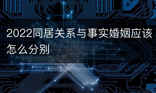 2022同居关系与事实婚姻应该怎么分别