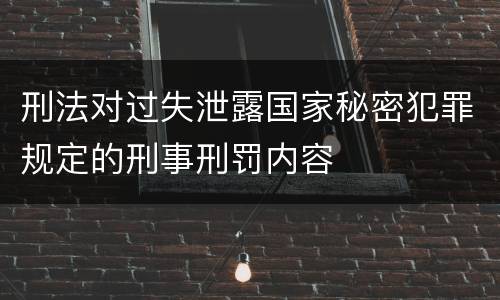 刑法对过失泄露国家秘密犯罪规定的刑事刑罚内容