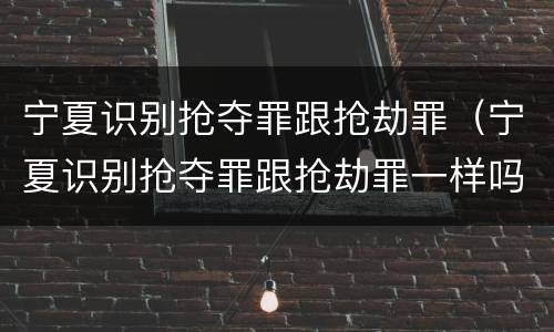 宁夏识别抢夺罪跟抢劫罪（宁夏识别抢夺罪跟抢劫罪一样吗）