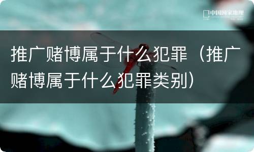 推广赌博属于什么犯罪（推广赌博属于什么犯罪类别）