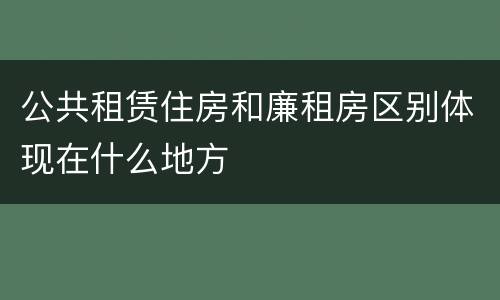 公共租赁住房和廉租房区别体现在什么地方