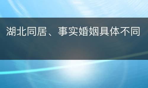 湖北同居、事实婚姻具体不同
