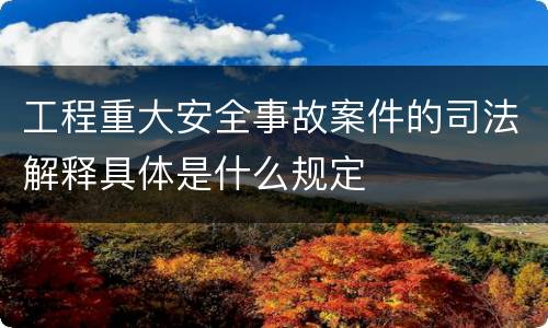 工程重大安全事故案件的司法解释具体是什么规定