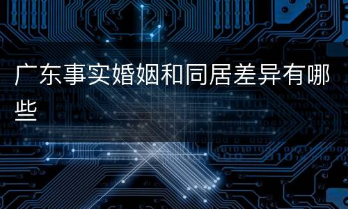 广东事实婚姻和同居差异有哪些
