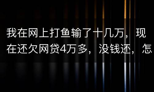 我在网上打鱼输了十几万，现在还欠网贷4万多，没钱还，怎么办