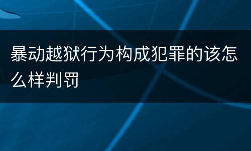 暴动越狱行为构成犯罪的该怎么样判罚