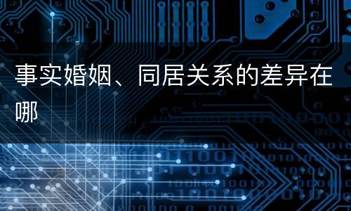 事实婚姻、同居关系的差异在哪