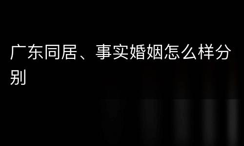 广东同居、事实婚姻怎么样分别