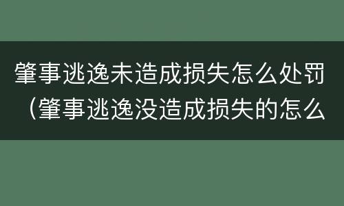 肇事逃逸未造成损失怎么处罚（肇事逃逸没造成损失的怎么处理?）