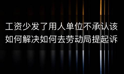 工资少发了用人单位不承认该如何解决如何去劳动局提起诉讼