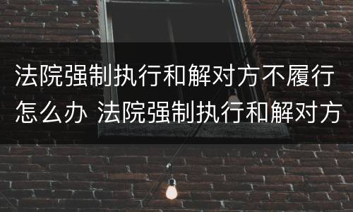 法院强制执行和解对方不履行怎么办 法院强制执行和解对方不履行怎么办?