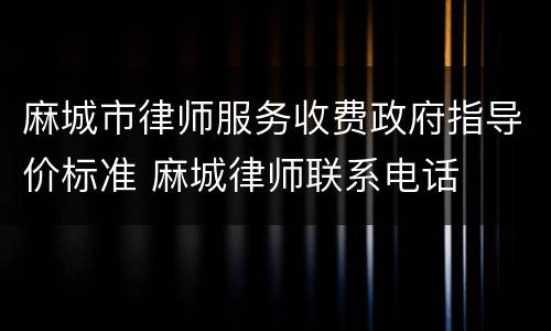 麻城市律师服务收费政府指导价标准 麻城律师联系电话