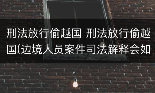 刑法放行偷越国 刑法放行偷越国(边境人员案件司法解释会如何规定
