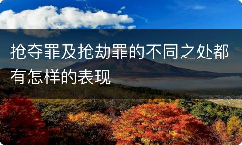 抢夺罪及抢劫罪的不同之处都有怎样的表现