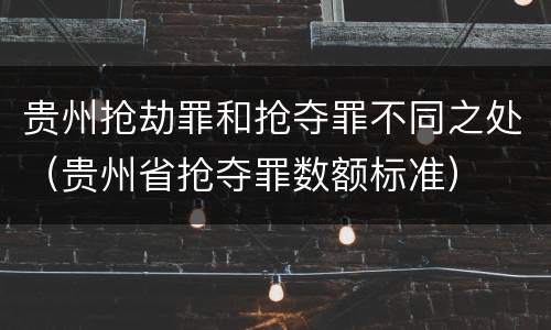 贵州抢劫罪和抢夺罪不同之处（贵州省抢夺罪数额标准）