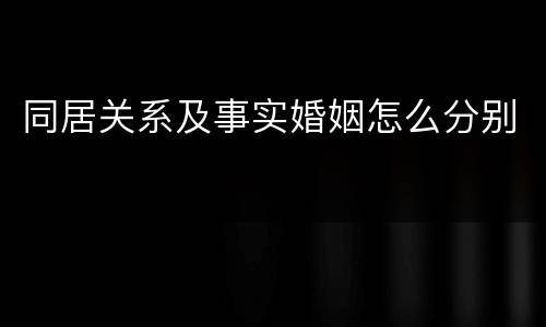 同居关系及事实婚姻怎么分别