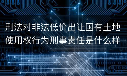 刑法对非法低价出让国有土地使用权行为刑事责任是什么样