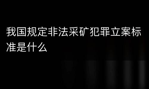 我国规定非法采矿犯罪立案标准是什么