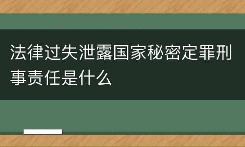 法律过失泄露国家秘密定罪刑事责任是什么