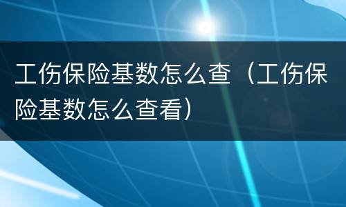 工伤保险基数怎么查（工伤保险基数怎么查看）