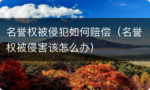 名誉权被侵犯如何赔偿（名誉权被侵害该怎么办）