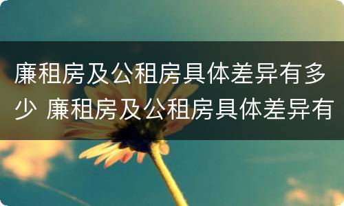 廉租房及公租房具体差异有多少 廉租房及公租房具体差异有多少个