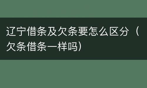 辽宁借条及欠条要怎么区分（欠条借条一样吗）
