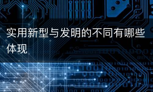 实用新型与发明的不同有哪些体现