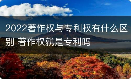2022著作权与专利权有什么区别 著作权就是专利吗
