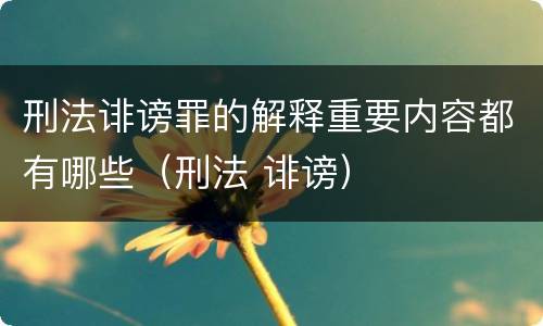 刑法诽谤罪的解释重要内容都有哪些（刑法 诽谤）